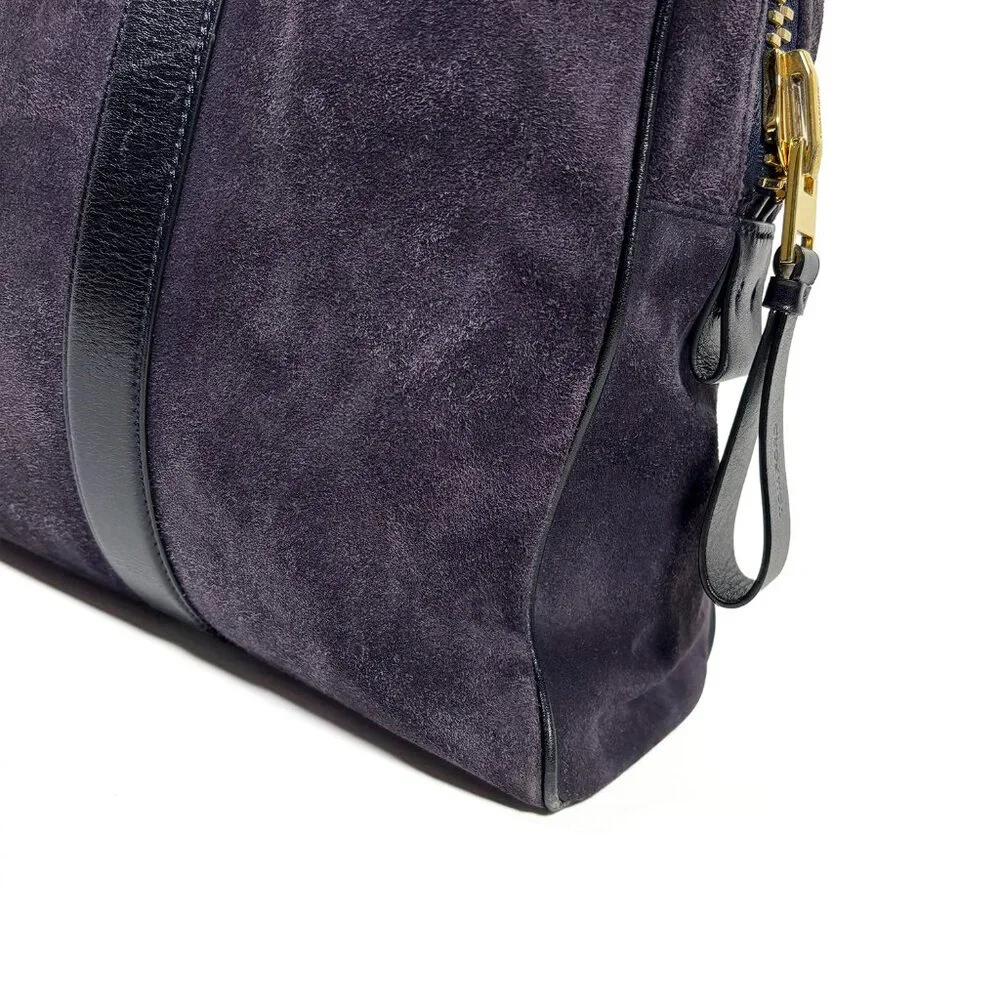 TOM FORD Men's Buckley Briefcase Suede Weekend Bag Plum